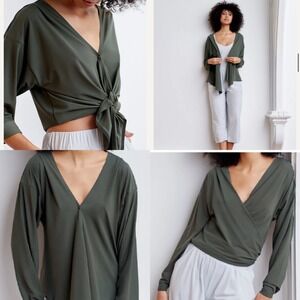 Aday - Long Sleeve‎ Wrap Top Moss
Green Size Medium Tie Multi